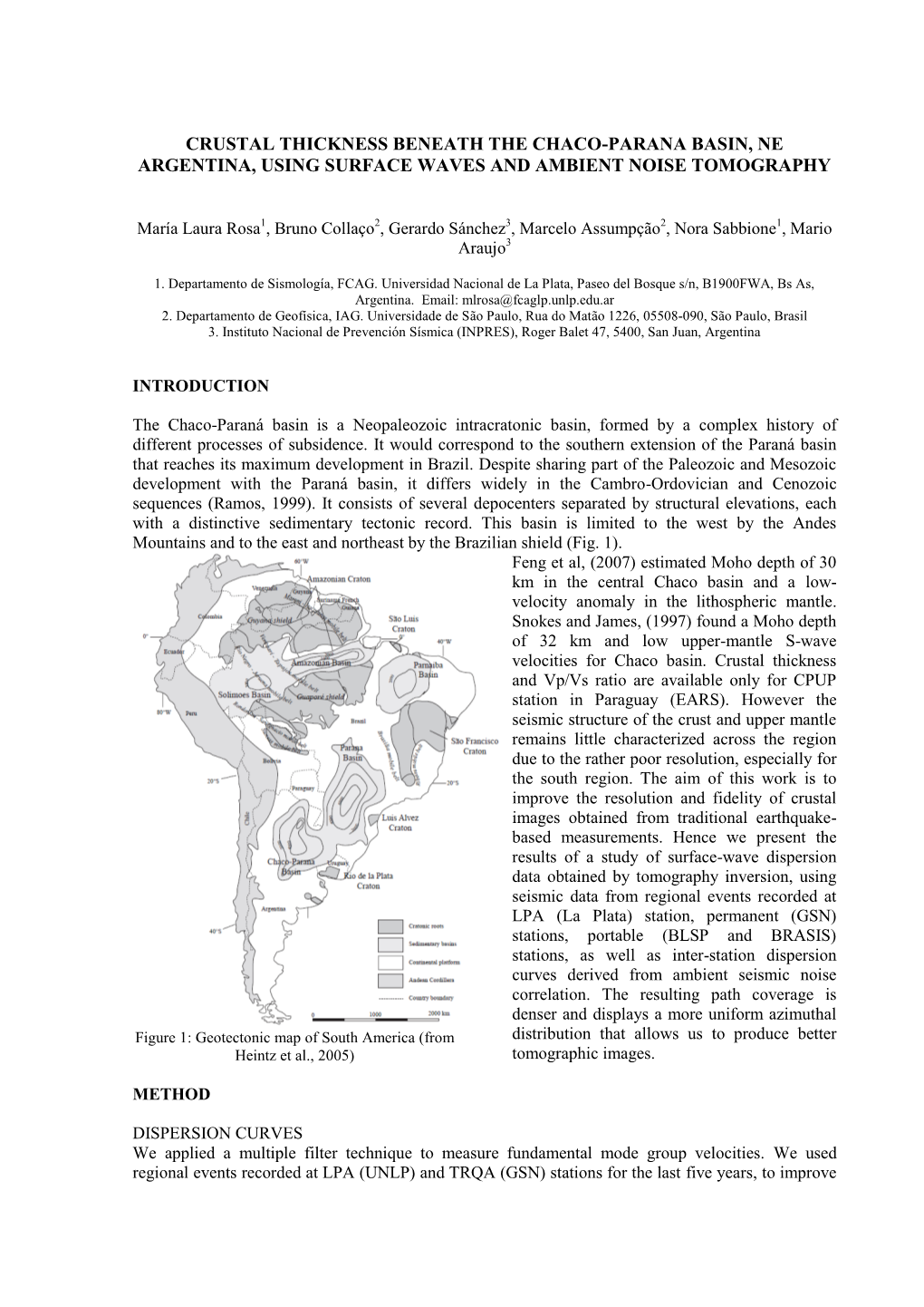 Chaco Parana Basin: Surface Wave Tomography