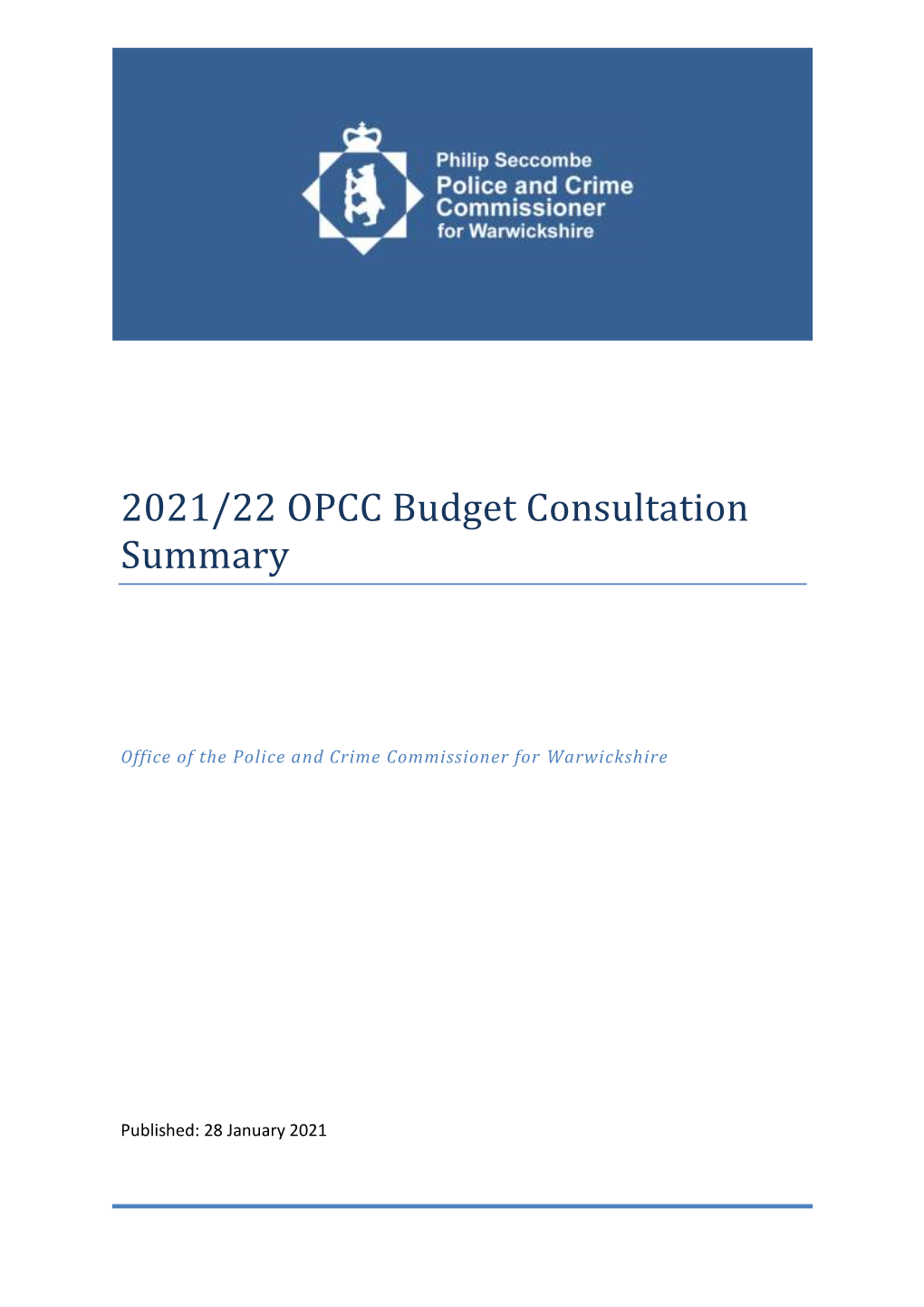 2021/22 OPCC Budget Consultation Summary