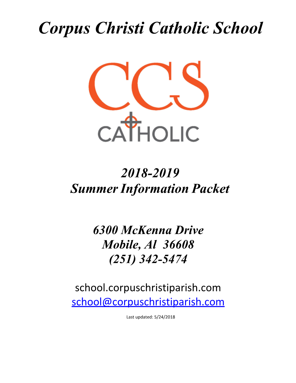 2018-2019 Summer Information Packet