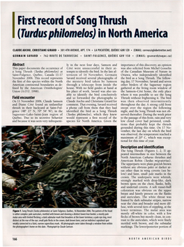 First Record of Song Thrush (&lt;I&gt;Turdus Philomelos&lt;/I&gt;) in North