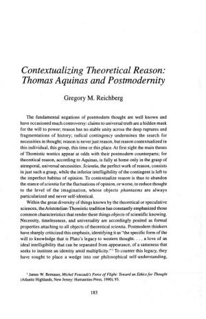 Contextualizing Theoretical Reason: Thomas Aquinas and Postmodernity