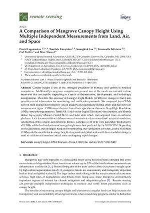 A Comparison of Mangrove Canopy Height Using Multiple Independent Measurements from Land, Air, and Space