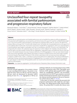 Unclassified Four-Repeat Tauopathy Associated with Familial