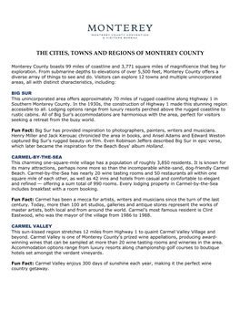 The Cities, Towns and Regions of Monterey County