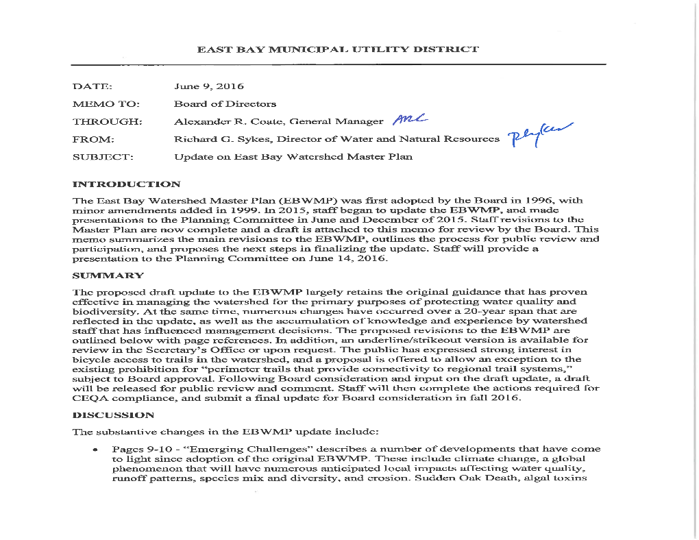 East Bay Watershed Master Plan Update