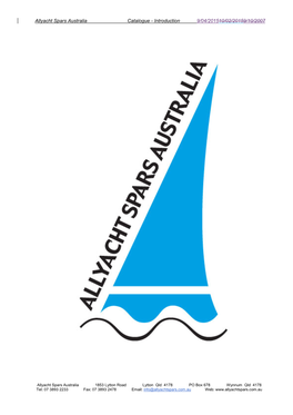 Allyacht Spars Australia Catalogue - Introduction 9/04/201510/02/20159/10/2007