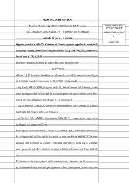Stazione Unica Appaltante Dei Comuni Del Polesine------PUBBLICATO SUL SITO INTERNET ------Via L