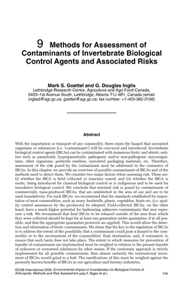 9 Methods for Assessment of Contaminants of Invertebrate Biological Control Agents and Associated Risks