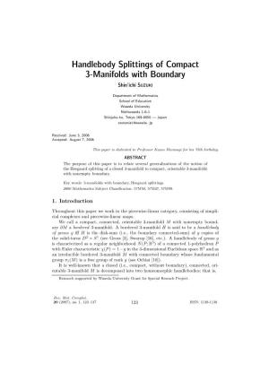 Handlebody Splittings of Compact 3-Manifolds with Boundary Shin’Ichi SUZUKI