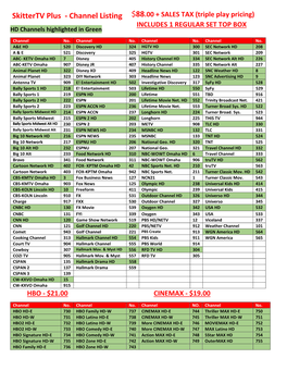 Printable Channel Guide