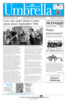Core Arts and Culture Centre Opens Doors September 19Th Happy
