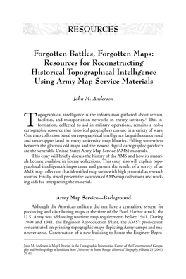 RESOURCES Forgotten Battles, Forgotten Maps