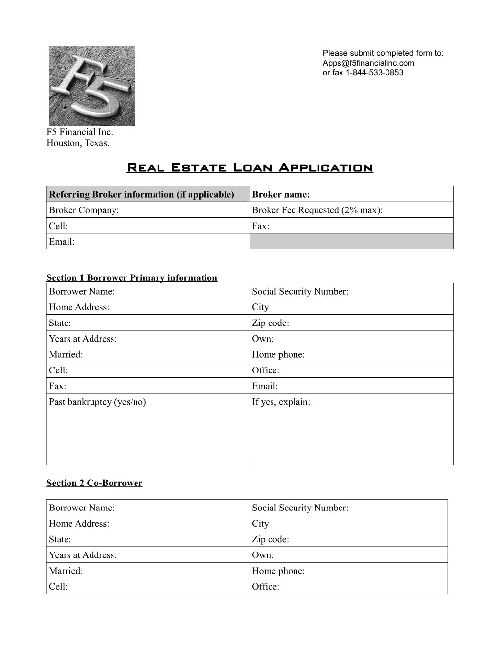 Real Estate Loan Application