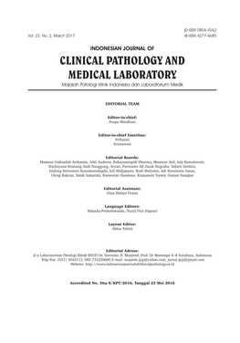 CLINICAL PATHOLOGY and MEDICAL LABORATORY Majalah Patologi Klinik Indonesia Dan Laboratorium Medik