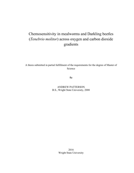 Chemosensitivity in Mealworms and Darkling Beetles (Tenebrio Molitor) Across Oxygen and Carbon Dioxide Gradients