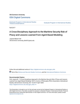 A Cross-Disciplinary Approach to the Maritime Security Risk of Piracy and Lessons Learned from Agent-Based Modeling