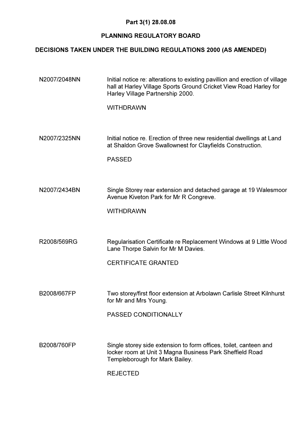 Part 3(1) 28.08.08 PLANNING REGULATORY BOARD