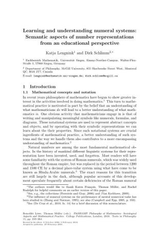 Learning and Understanding Numeral Systems: Semantic Aspects of Number Representations from an Educational Perspective