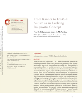 From Kanner to DSM-5: Autism As an Evolving Diagnostic Concept