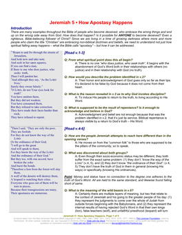 Jeremiah 5 • How Apostasy Happens