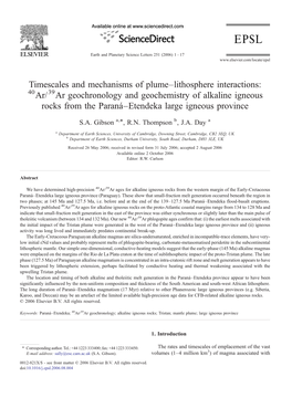 Timescales and Mechanisms of Plume–Lithosphere Interactions: Ar/ Ar