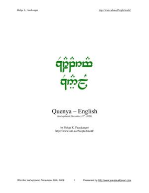 Quenya – English (Last Updated December 25Th