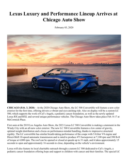 Lexus Luxury and Performance Lineup Arrives at Chicago Auto Show
