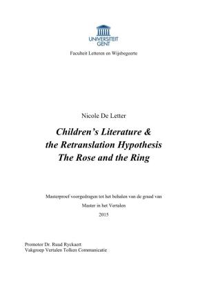 Children's Literature & the Retranslation Hypothesis the Rose and the Ring