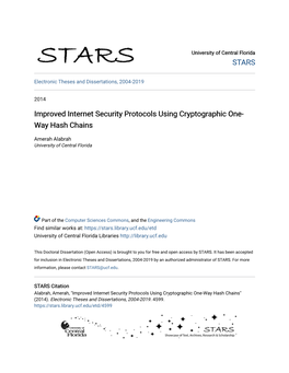 Improved Internet Security Protocols Using Cryptographic One-Way Hash Chains" (2014)