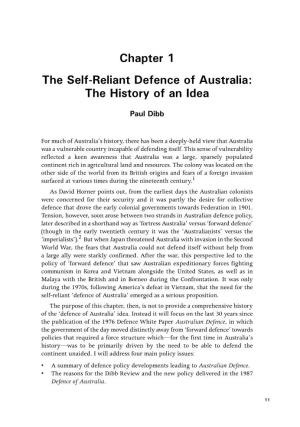 The Self-Reliant Defence of Australia: the History of an Idea