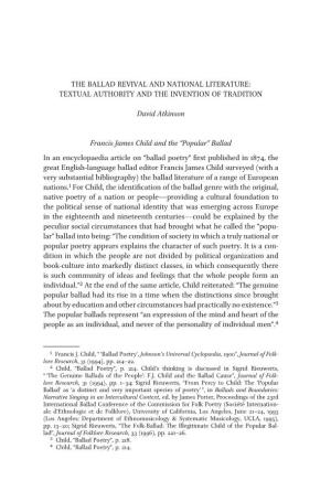 The Ballad Revival and National Literature: Textual Authority and the Invention of Tradition