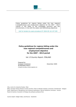 Policy Guidelines for Regions Falling Under The