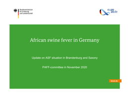 African Swine Fever in Germany
