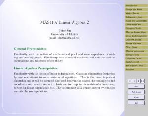 MAS4107 Linear Algebra 2 Linear Maps And