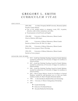 Gregory L. Smith Curriculum Vitae