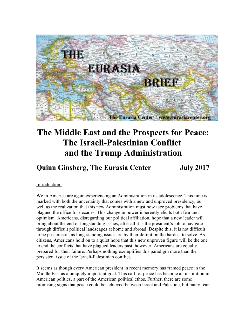 The Middle East and the Prospects for Peace