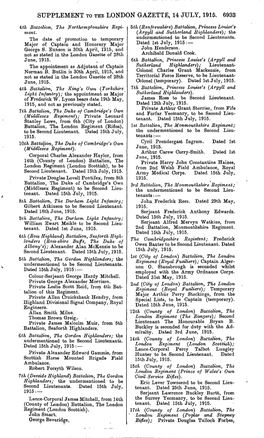Supplement to the London Gazette, 14 July, 1915. 6933