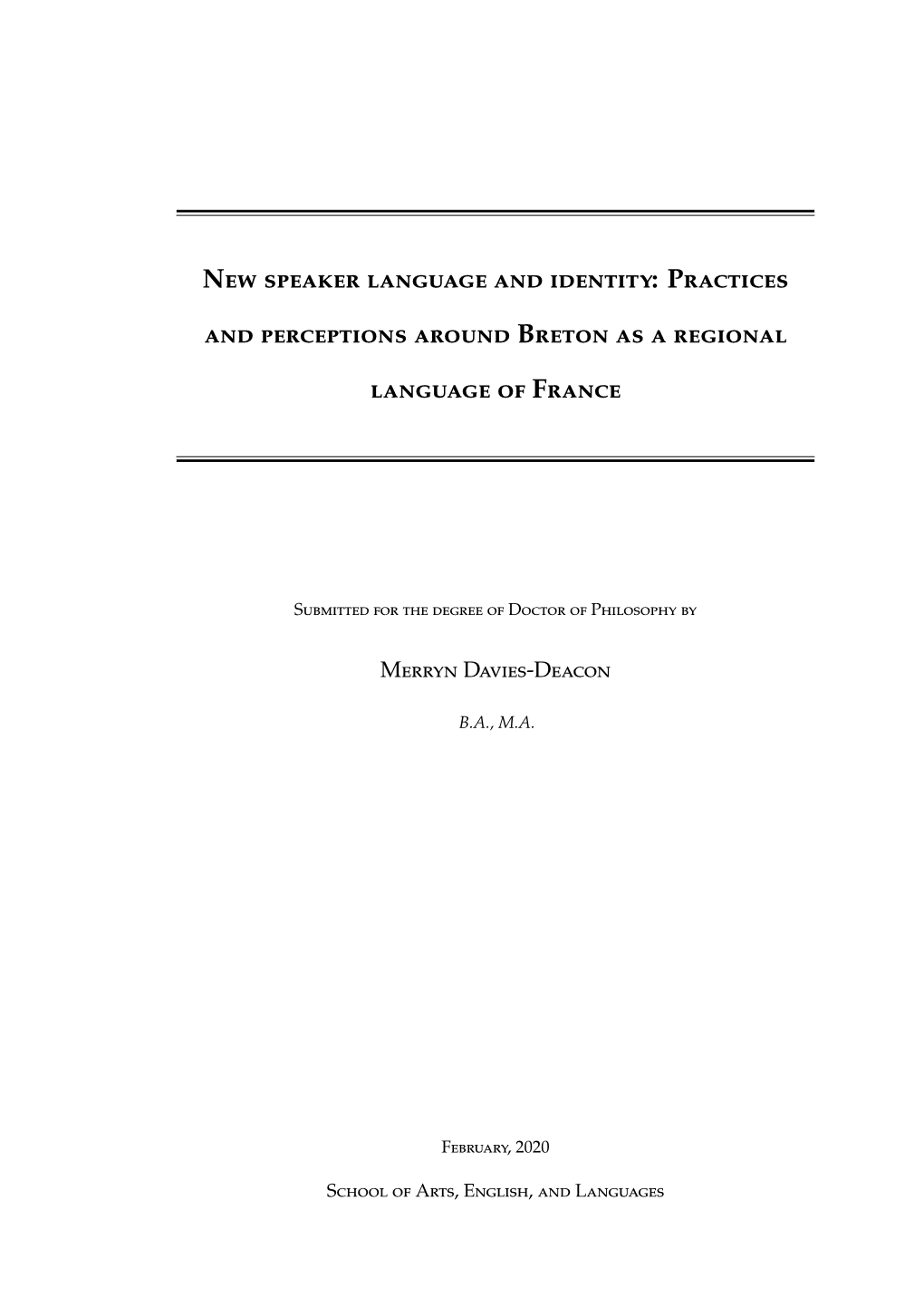 Practices and Perceptions Around Breton As a Regional Language Of