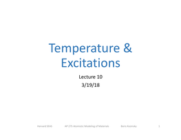 Temperature & Excitations