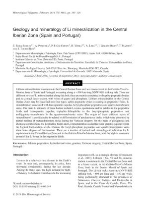 Geology and Mineralogy of Li Mineralization in the Central Iberian Zone (Spain and Portugal)