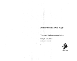 British Poetry Since 1939