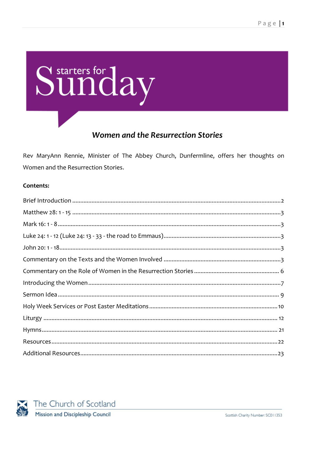 Women and the Resurrection Stories
