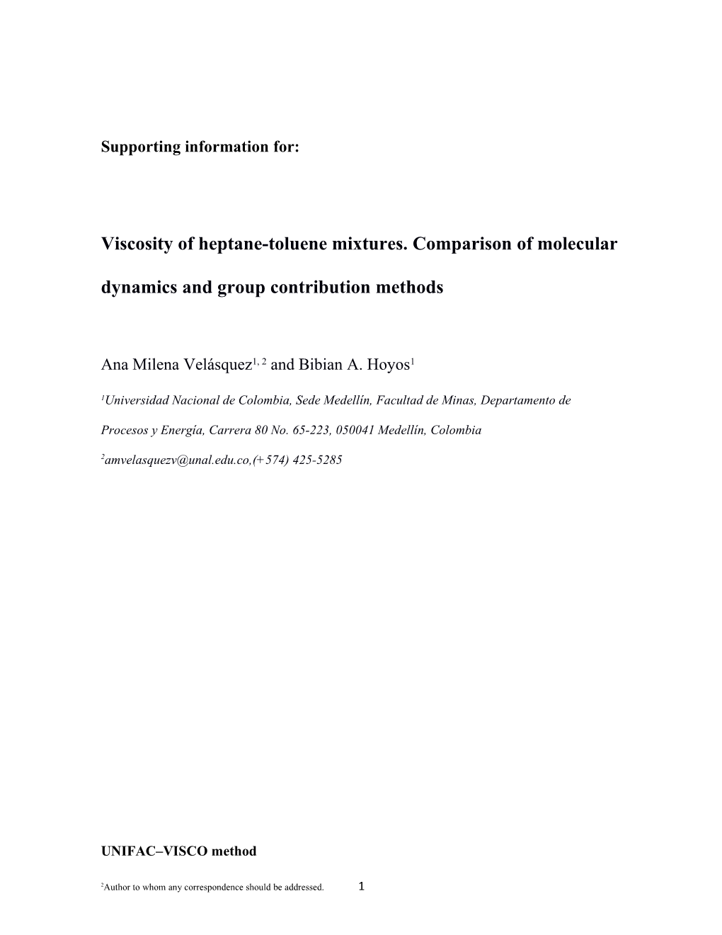 Viscosity of Heptane-Toluene Mixtures. Comparison of Molecular Dynamics and Group Contribution