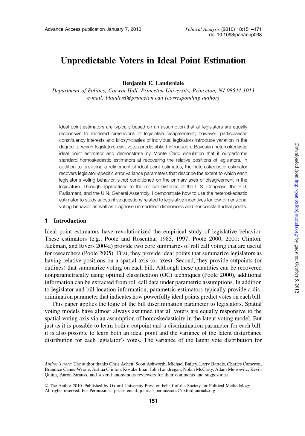 Unpredictable Voters in Ideal Point Estimation