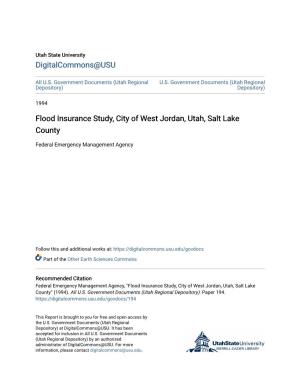 Flood Insurance Study, City of West Jordan, Utah, Salt Lake County