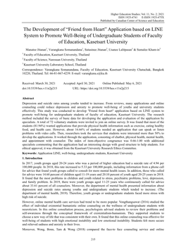 Application Based on LINE System to Promote Well-Being of Undergraduate Students of Faculty of Education, Kasetsart University