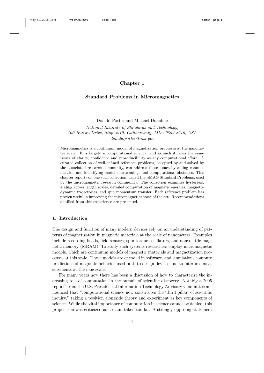 Chapter 1 Standard Problems in Micromagnetics