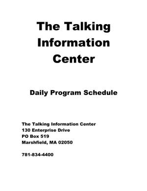 Talking Information Center Temporary Schedule UPDATED 7-6-20 TIC's