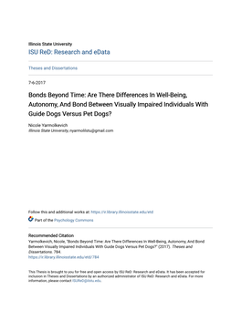 Are There Differences in Well-Being, Autonomy, and Bond Between Visually Impaired Individuals with Guide Dogs Versus Pet Dogs?