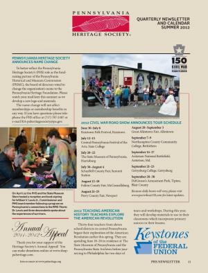 Pennsylvania Heritage Society Newsletter Summer 2012